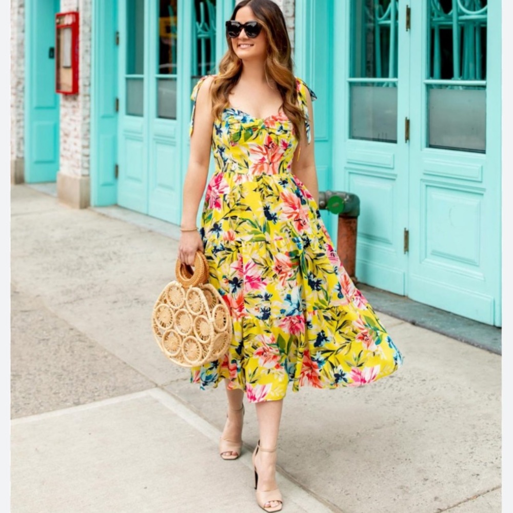 Eliza J Women’s Floral Yellow Dress - Size 12